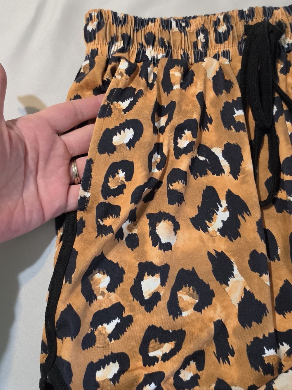 Daisy Rae High Waist Leopard Print Women’s Shorts in Orange, Black, White - Picture 3 of 4